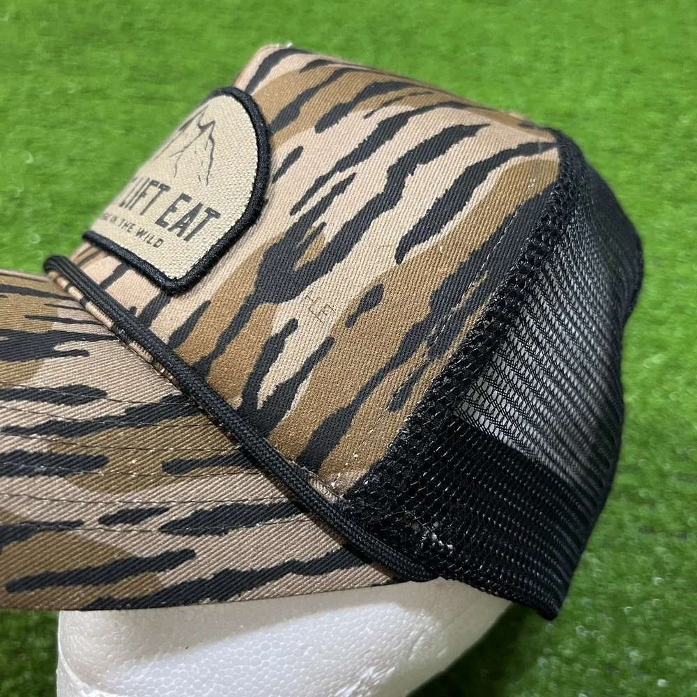 retro camo trucker hat Snabback mossy oak bottomland style Hunt‎ lift eat HLE